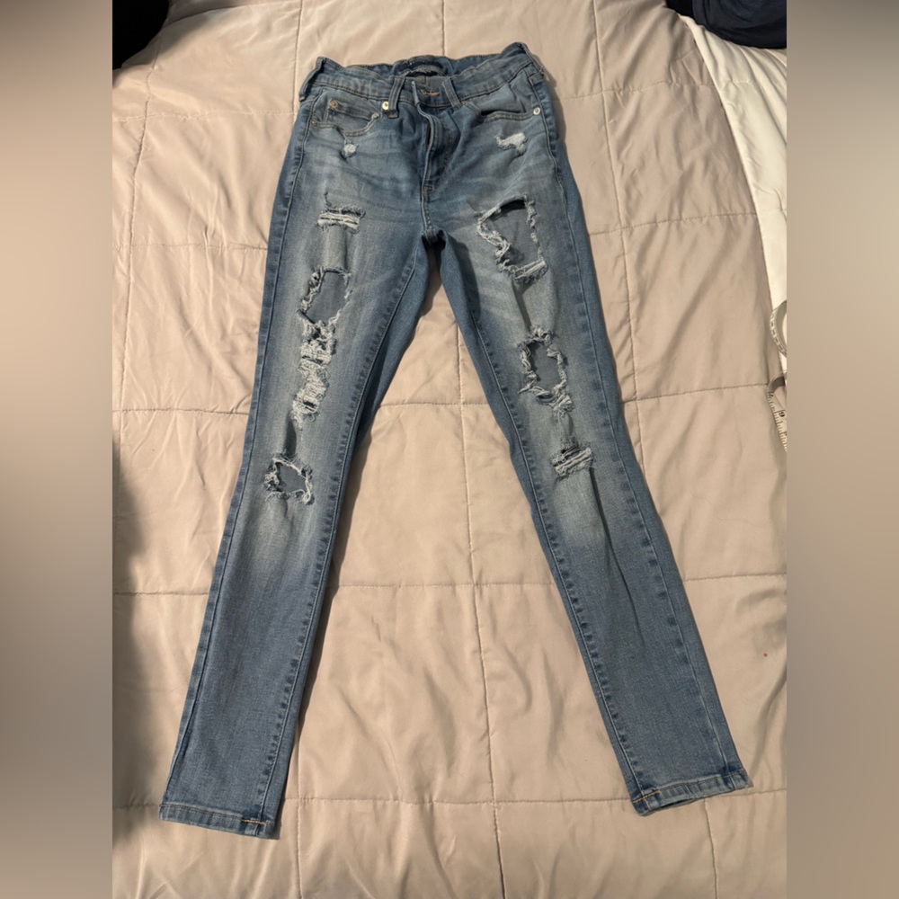 Aeropostale Medium Blue Ripped Skinny Jeans